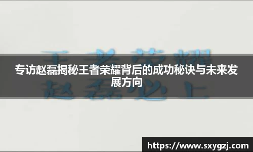 专访赵磊揭秘王者荣耀背后的成功秘诀与未来发展方向